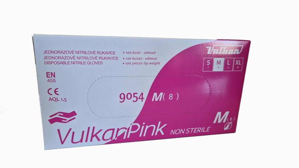Jednorázové rukavice nitrilové bezprašné VulkanPink