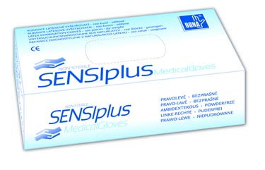 Jednorázové rukavice latexové bezprašné, Sensiplus