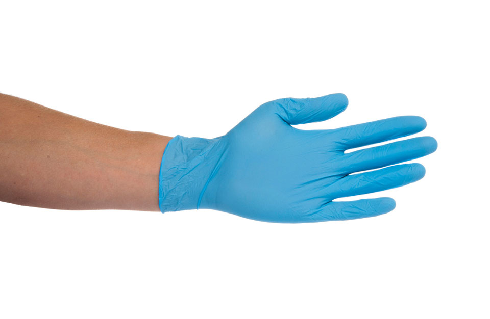 Jednorázové rukavice nitrilové bezprašné, modré, L