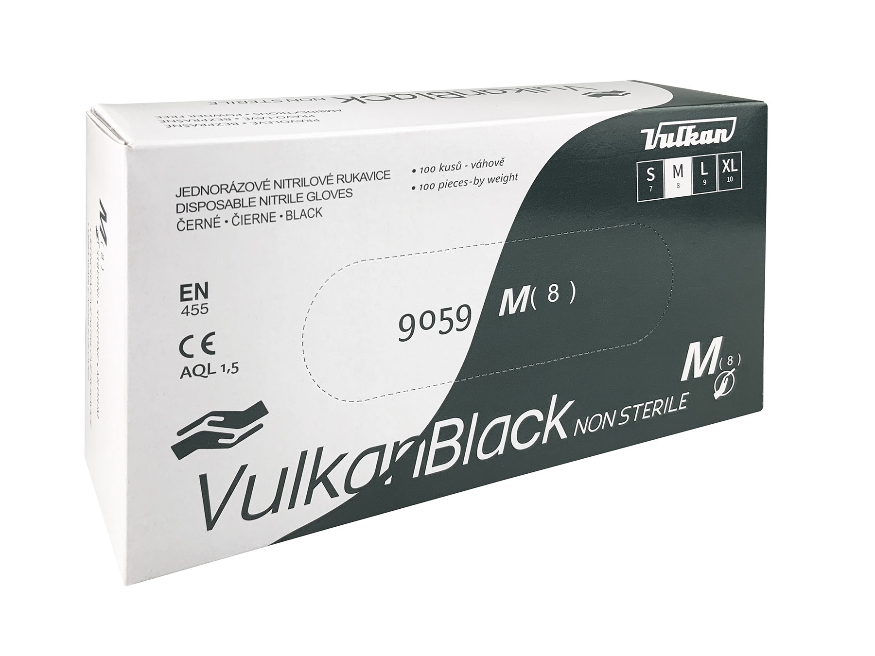 Jednorázové rukavice nitrilové bezprašné VulkanBlack, černé, S